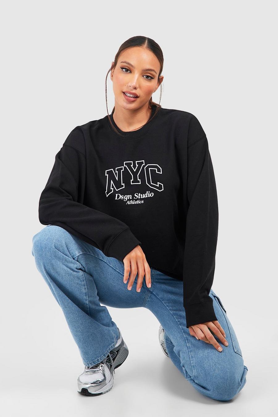 Tall Sweatshirt mit NYC 94 Print, Black