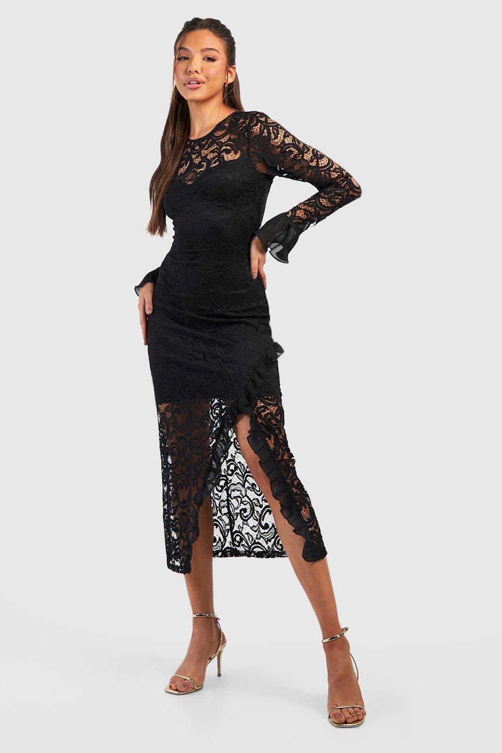 Lace frill 2025 midi dress