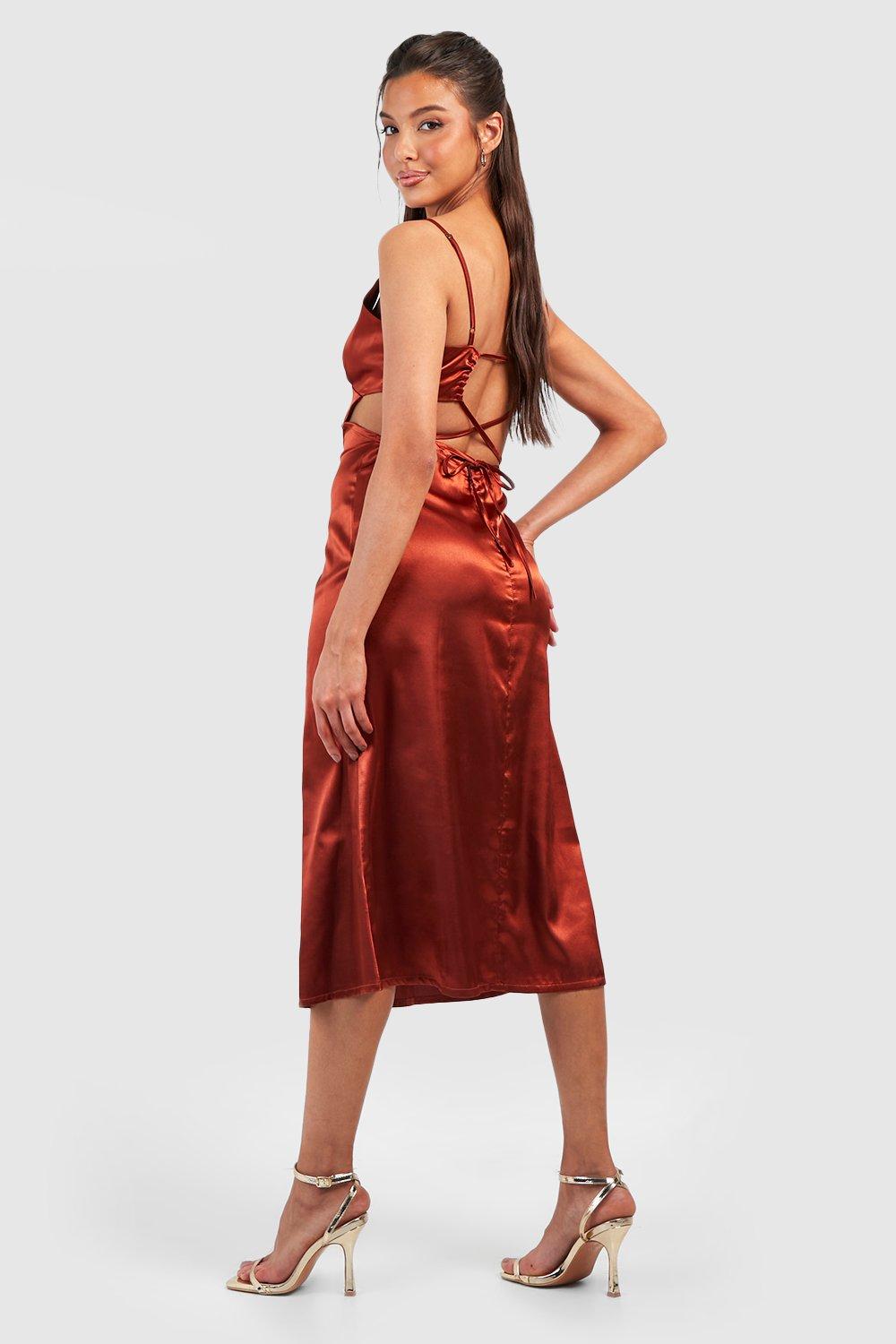 Copper silk slip on sale dress