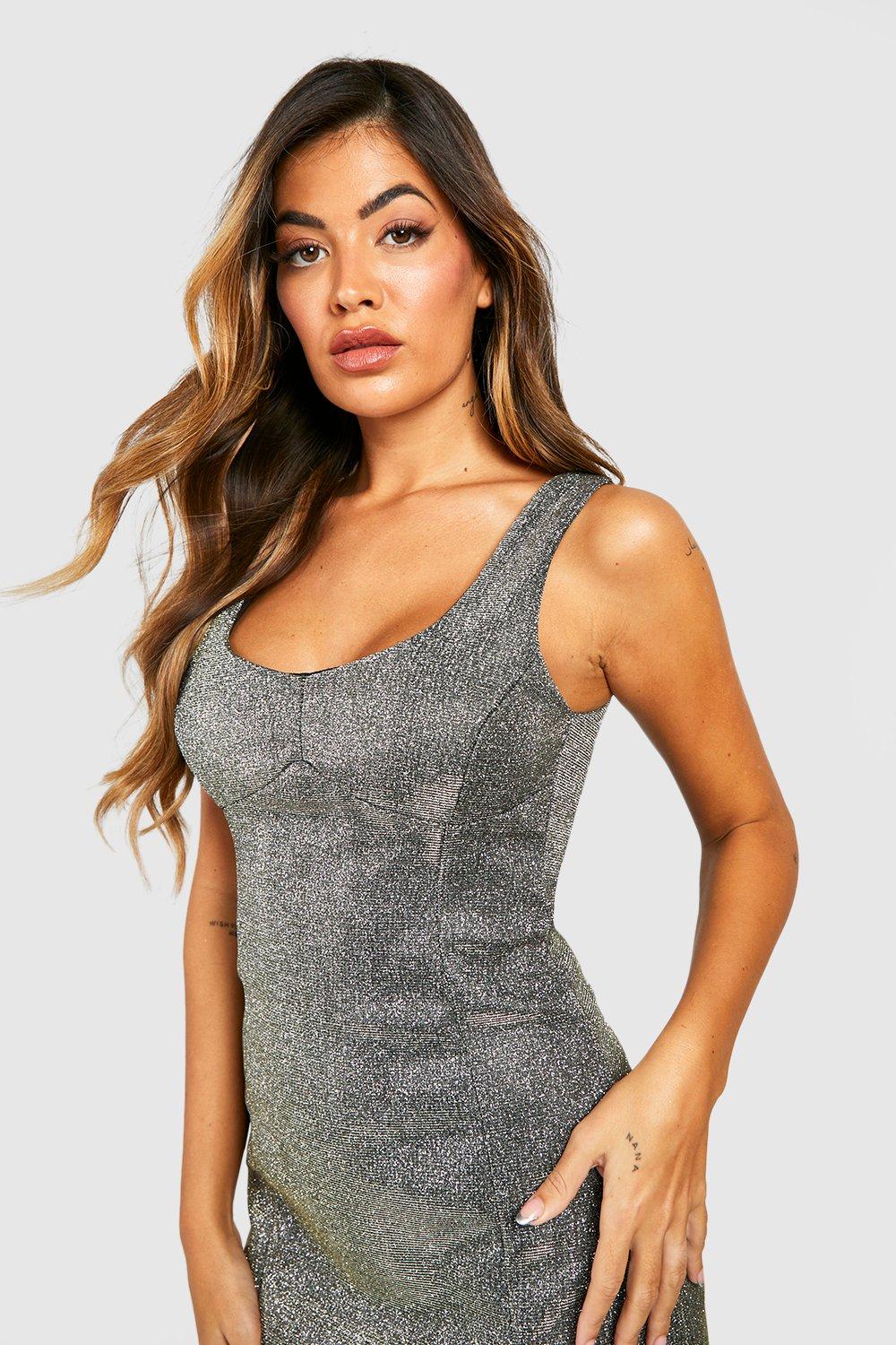 SILVER SPARKLY CORSET MINI DRESS