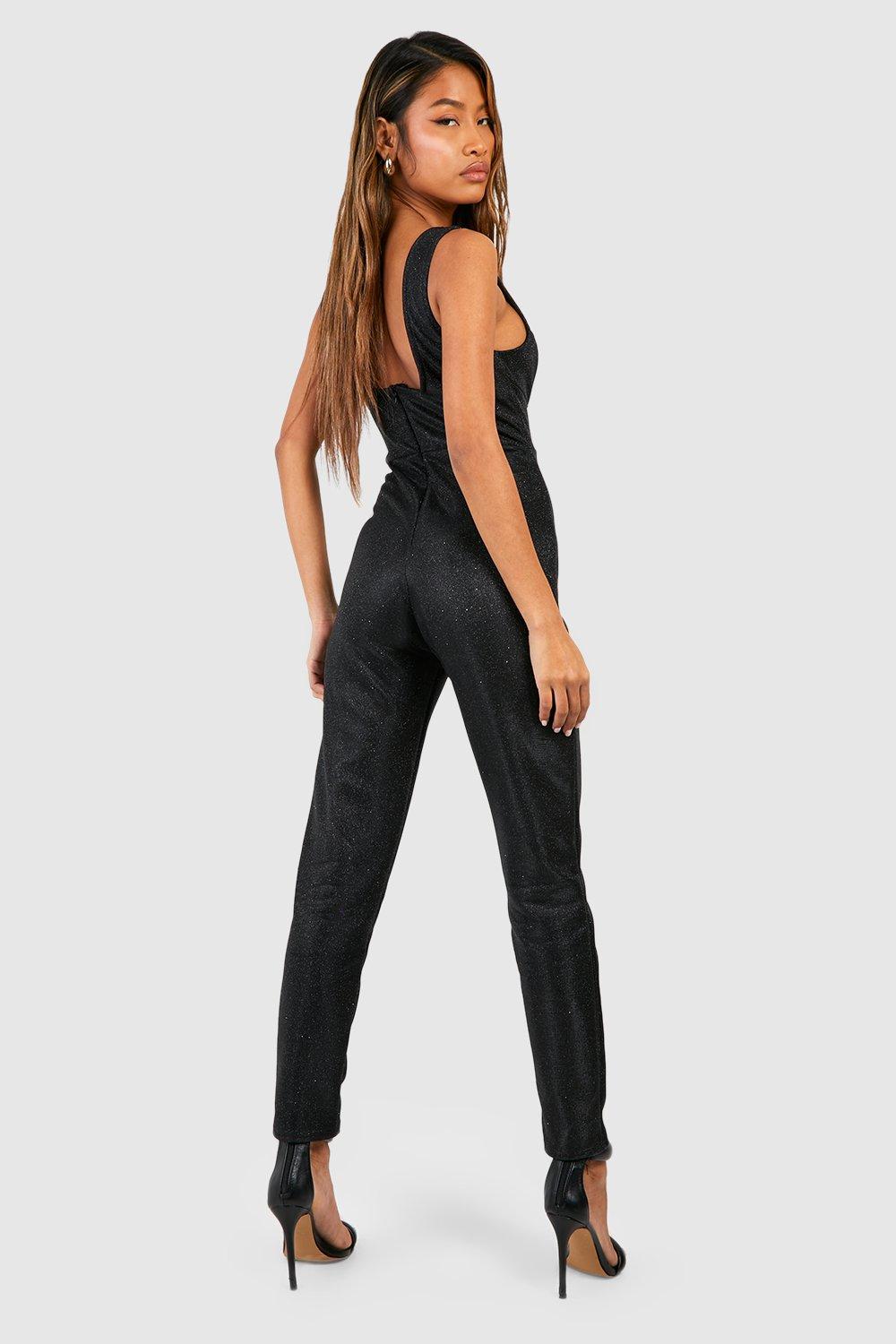 Black cheap glitter catsuit