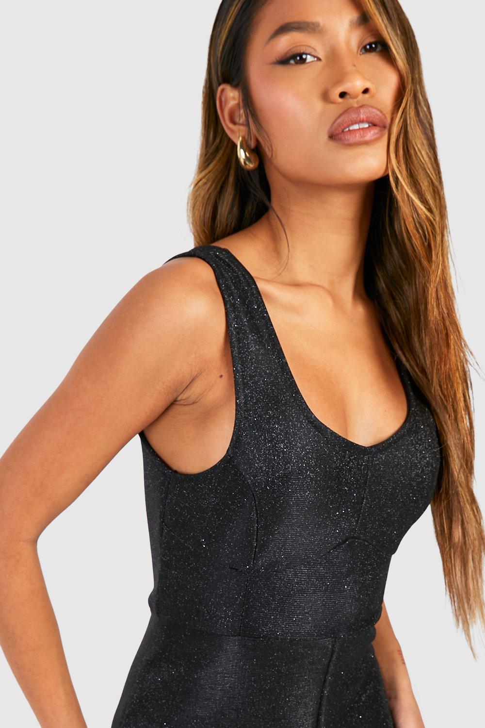 Black glitter catsuit online