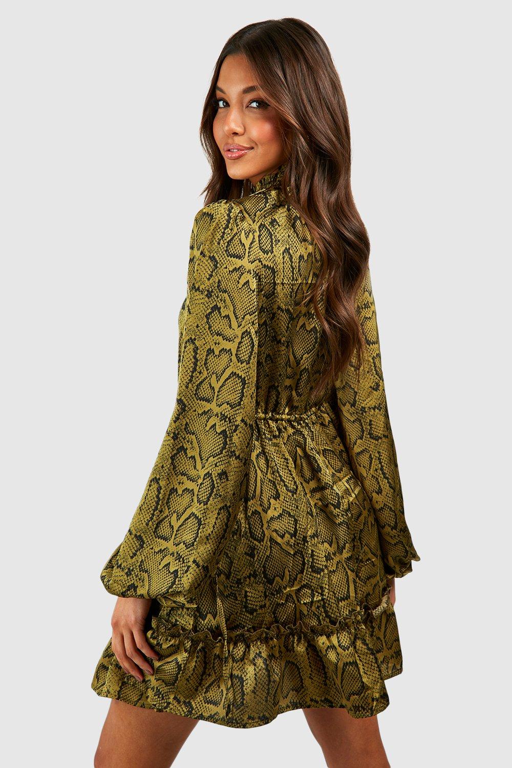 Olive green leopard print 2024 dress