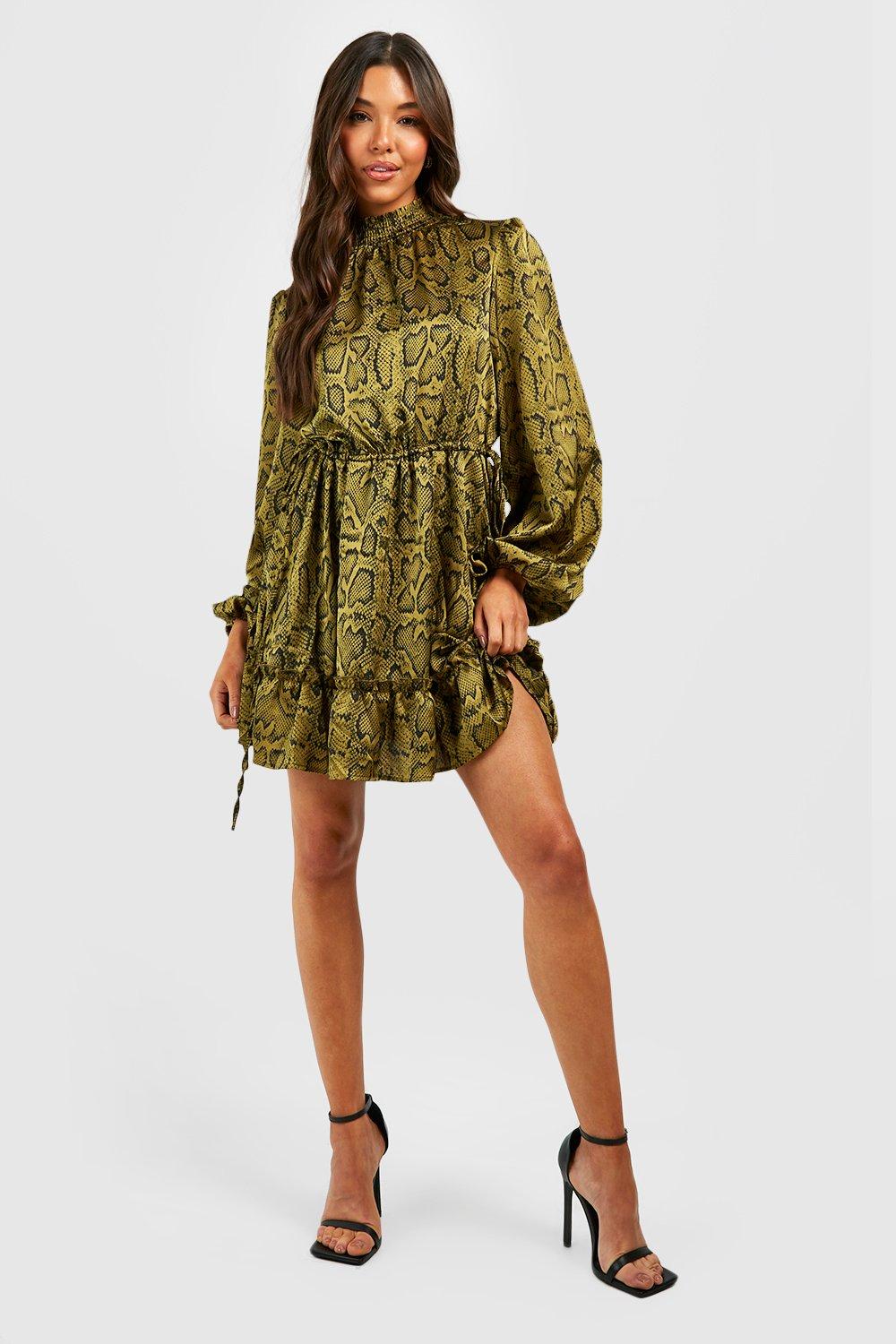 Olive green leopard print on sale dress