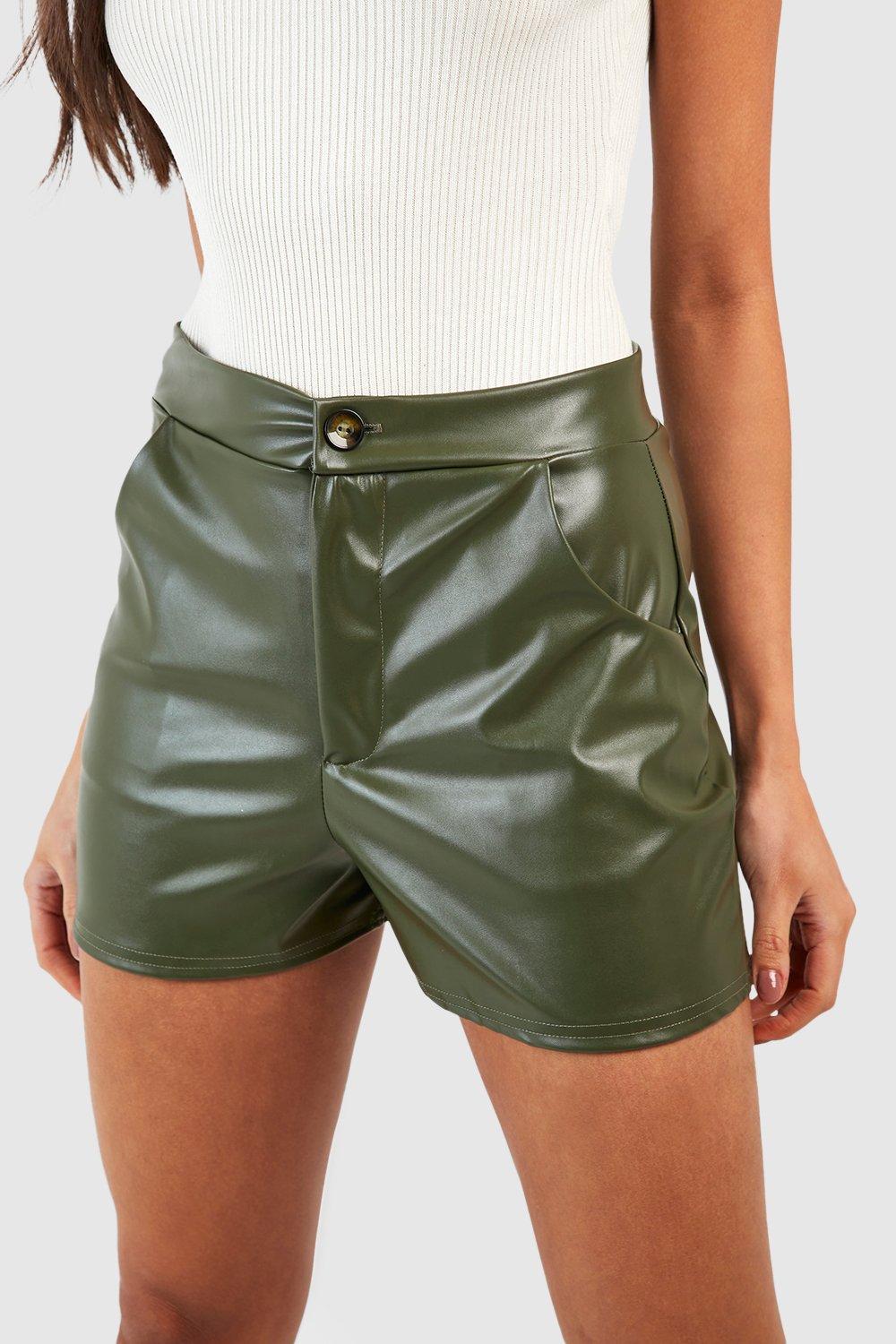 Faux Leather High Waisted Shorts | boohoo