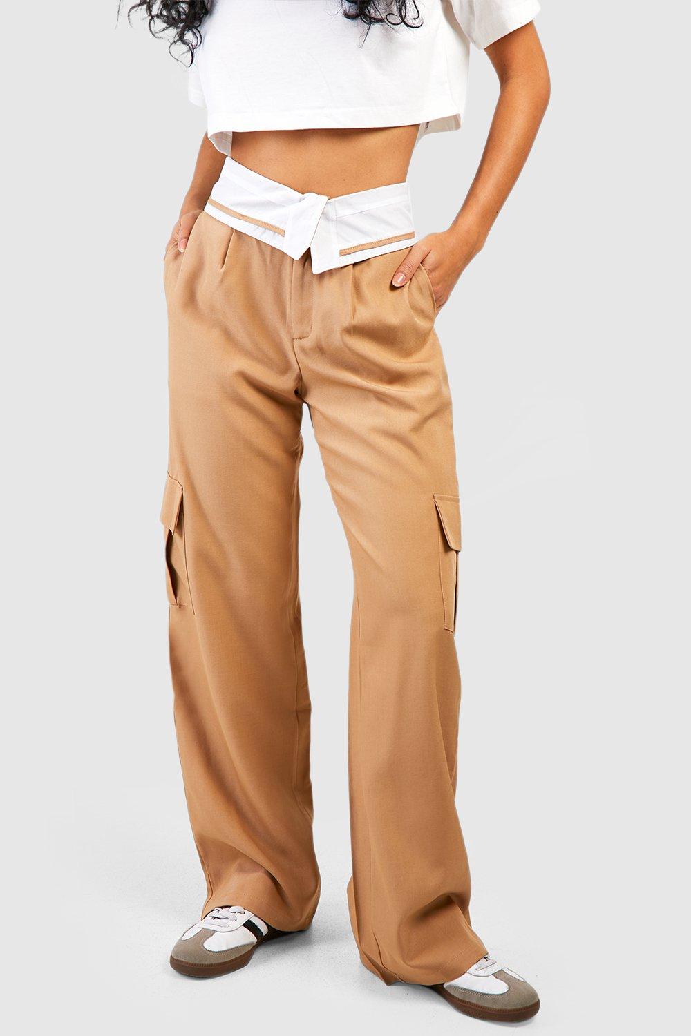 Foldover Waistband Tailored Trousers