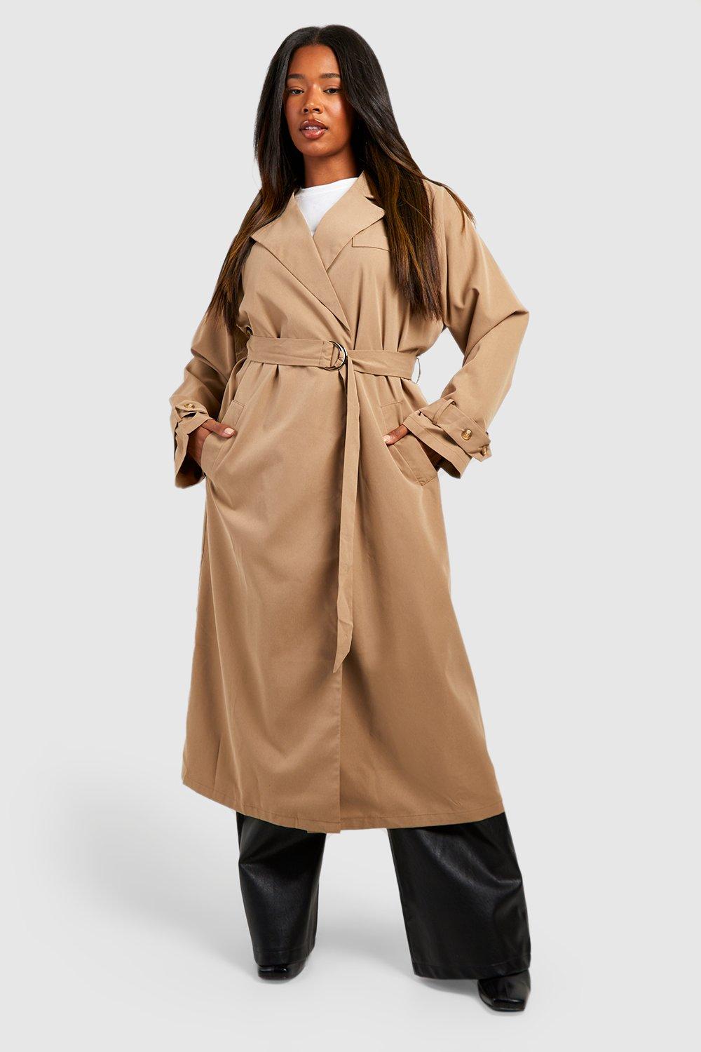 Plus size 2025 belted trench coat