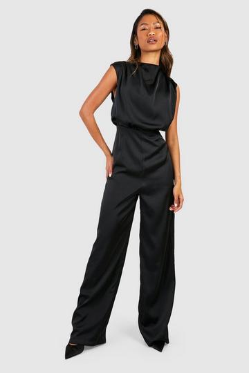 Satin Wide Leg Jumpsuit black