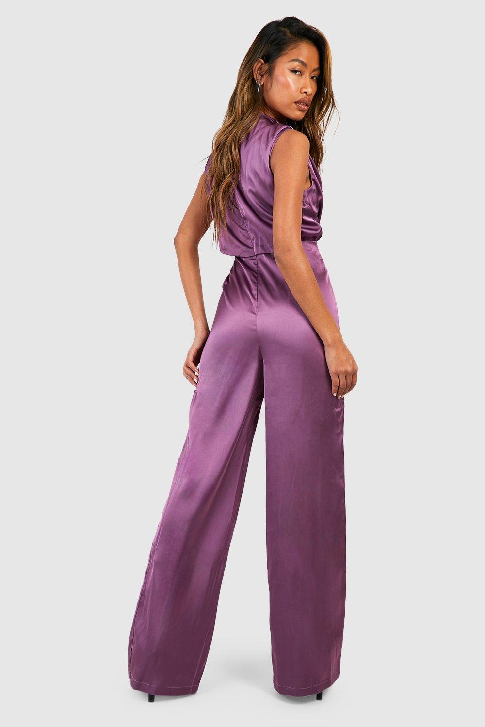 Women's satin hot sale jumpsuit