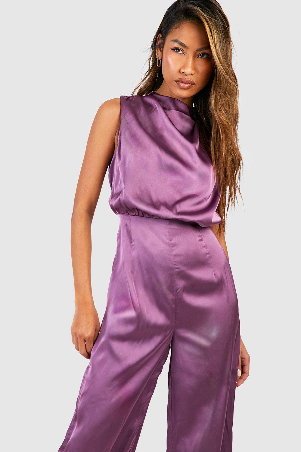 Boohoo store satin jumpsuit