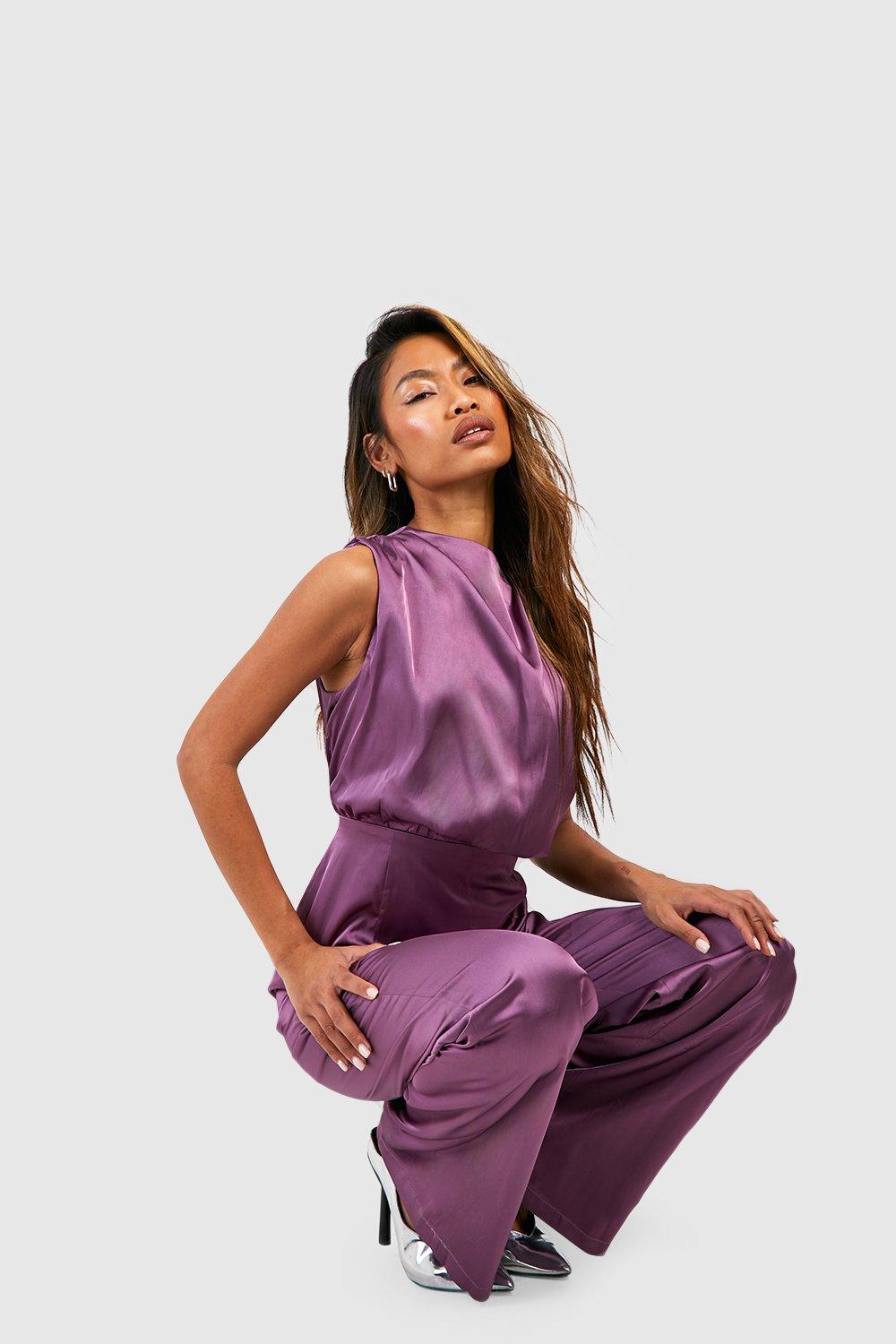 Boohoo store satin jumpsuit