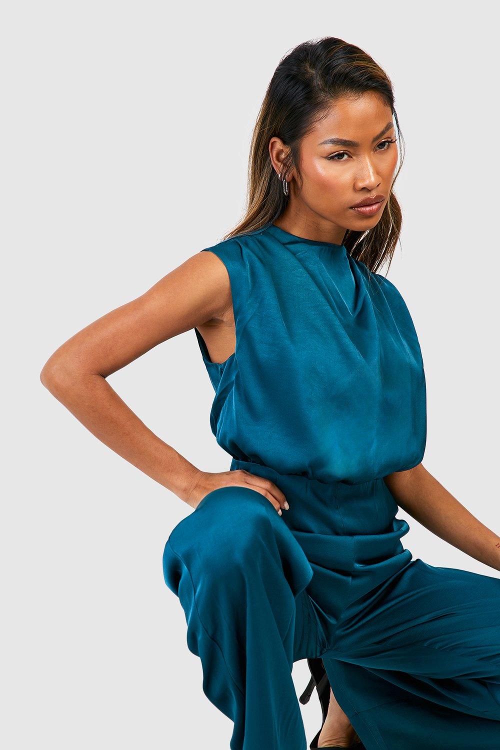 Satin Wide Leg Jumpsuit | boohoo