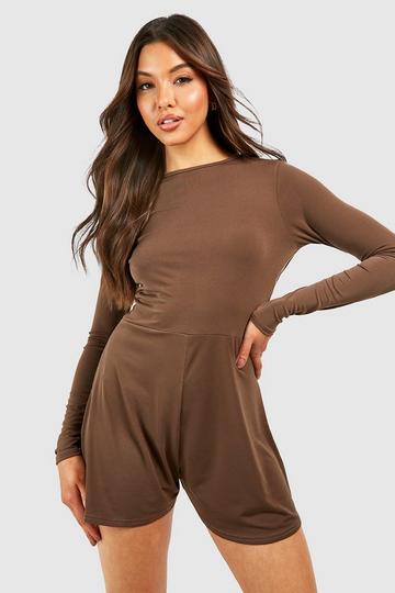 Slinky Cowl Back Playsuit chocolate