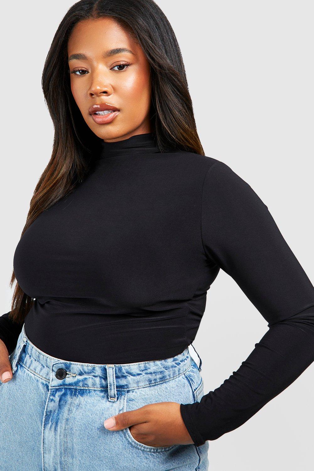 Plus High Neck Long Sleeve Top