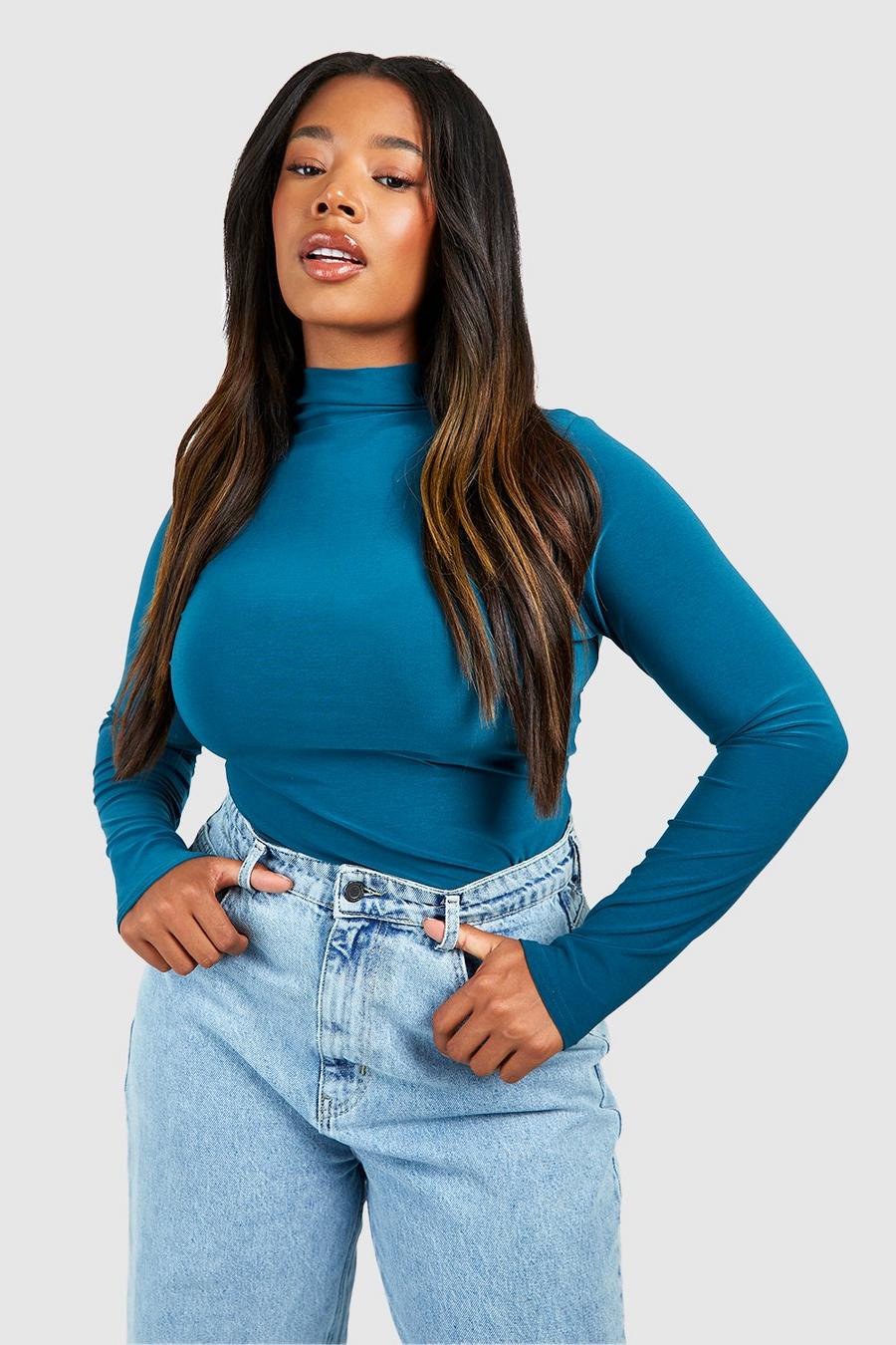 Green Plus High Neck Long Sleeve Top image number 1