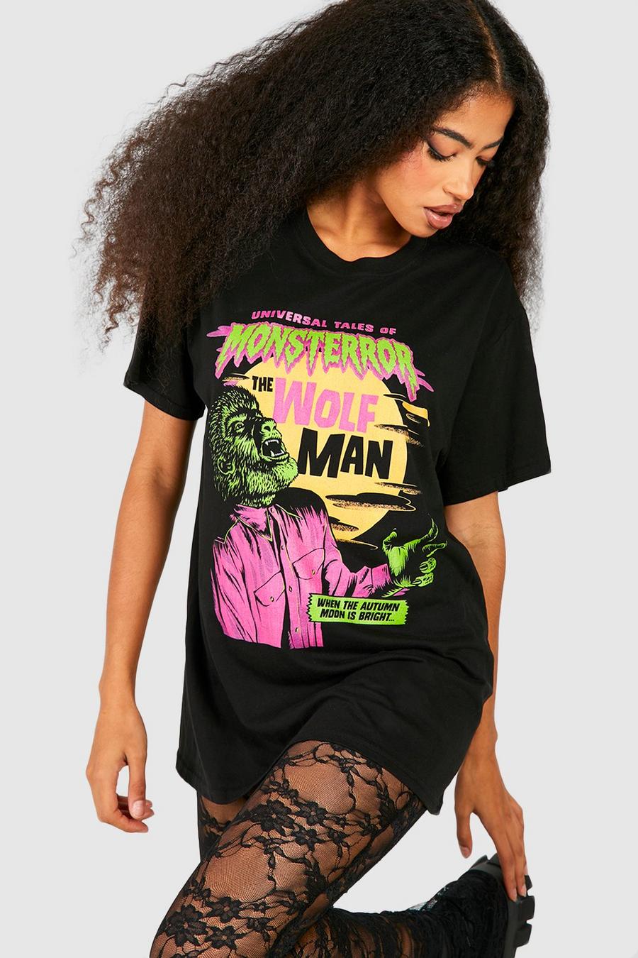 Black Wolf Man T-shirt med tryck image number 1