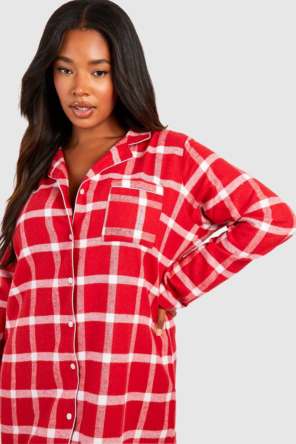 Plus Tartan Check Pj Shirt Nightie boohoo NO