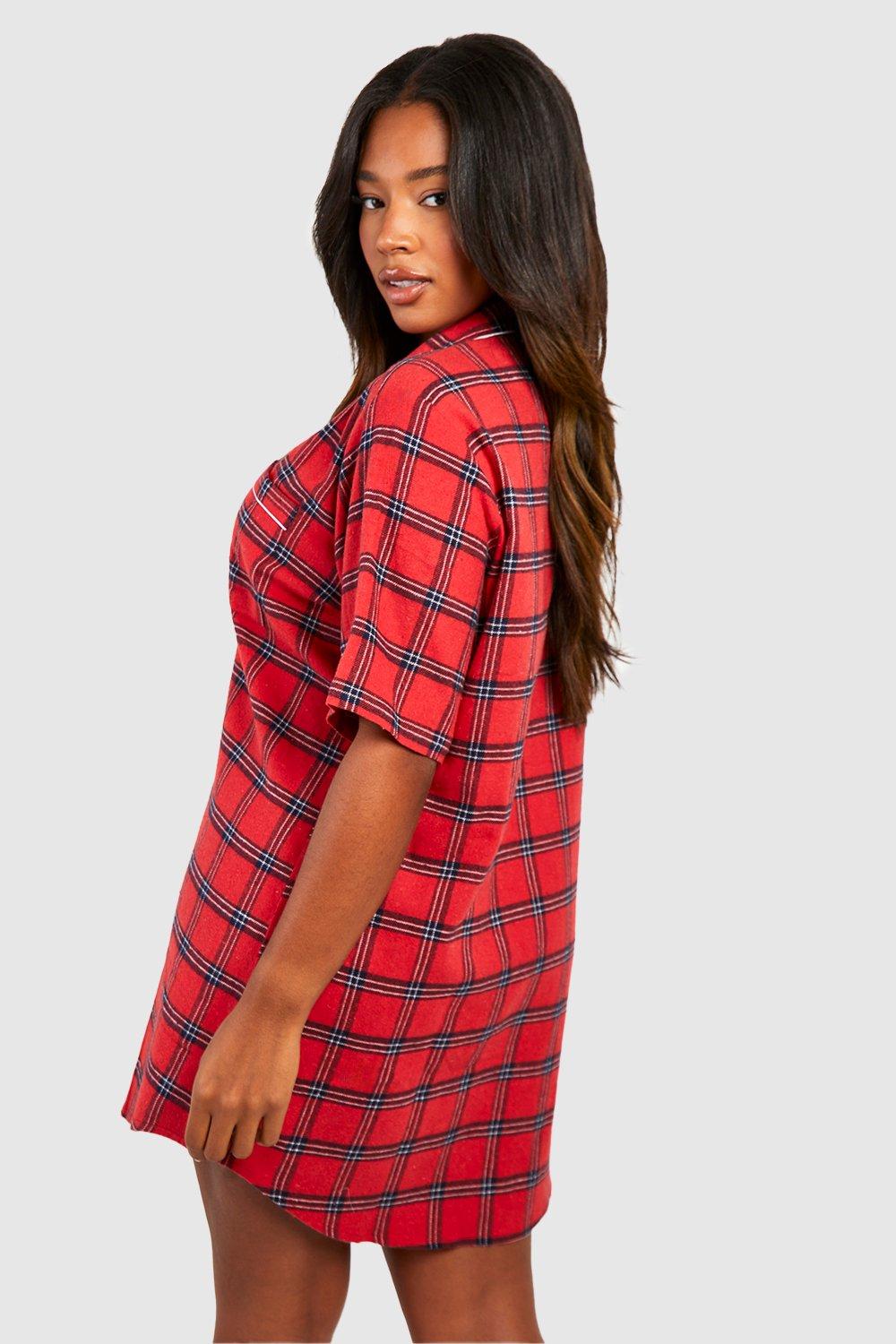 Plus Tartan Check Pj Shirt Nightie boohoo