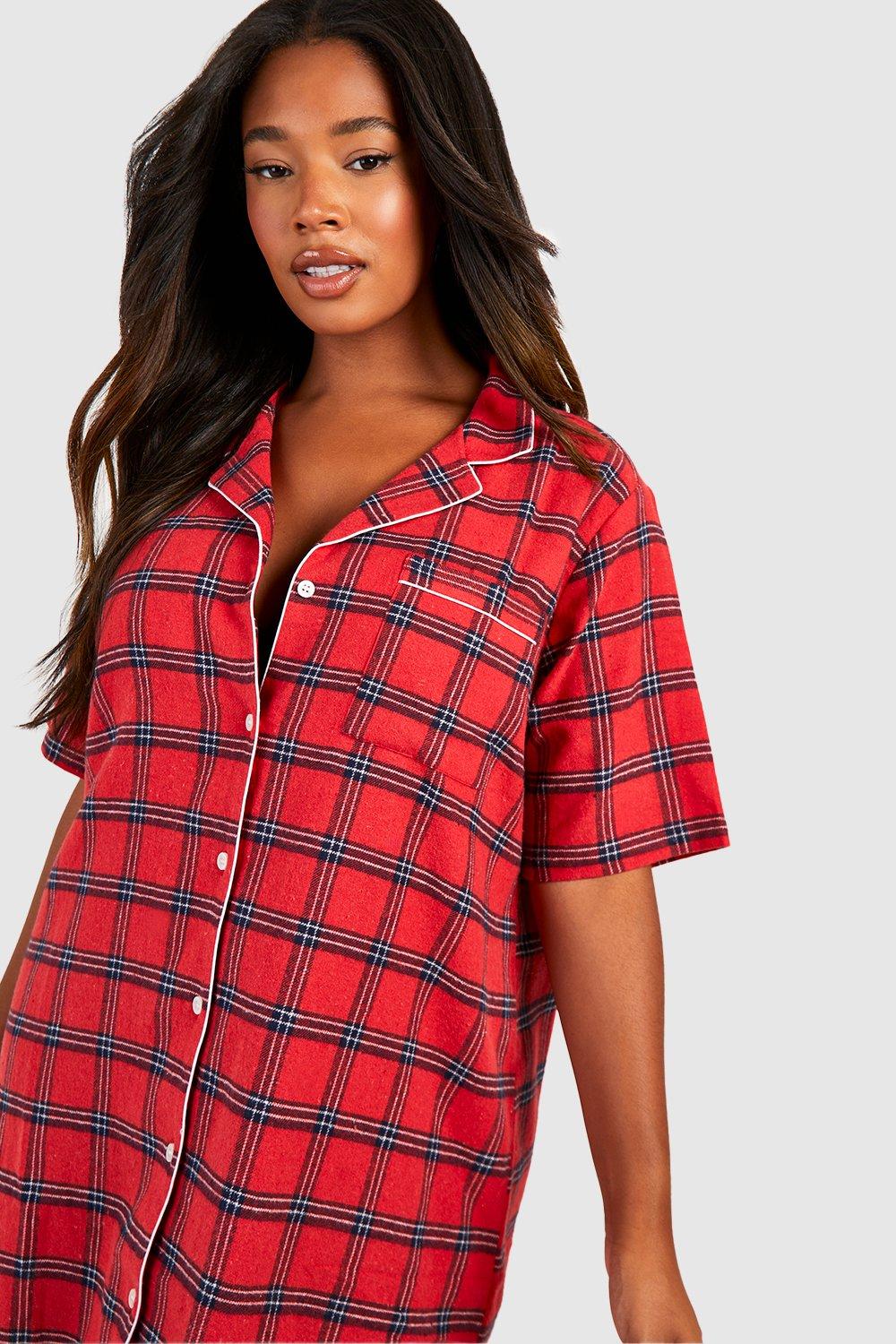 Plus Tartan Check Pj Shirt Nightie boohoo