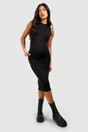 Maternity Soft Rib Midi Skirt Co-ord black