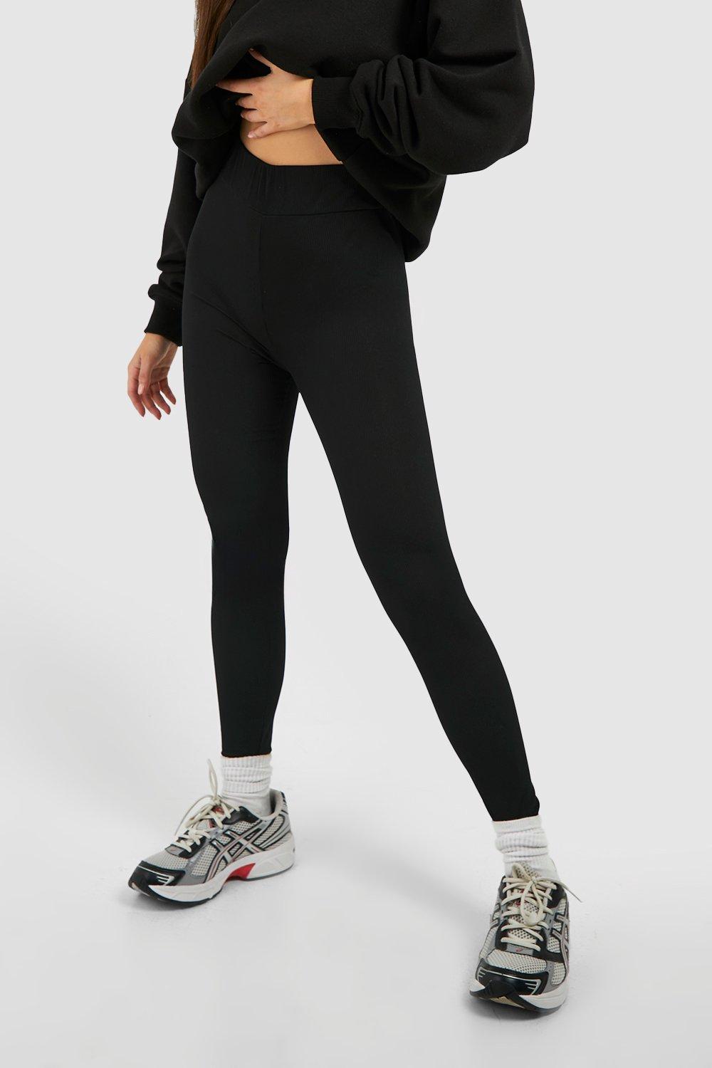 Ribbed Shaper Waistband Leggings boohoo