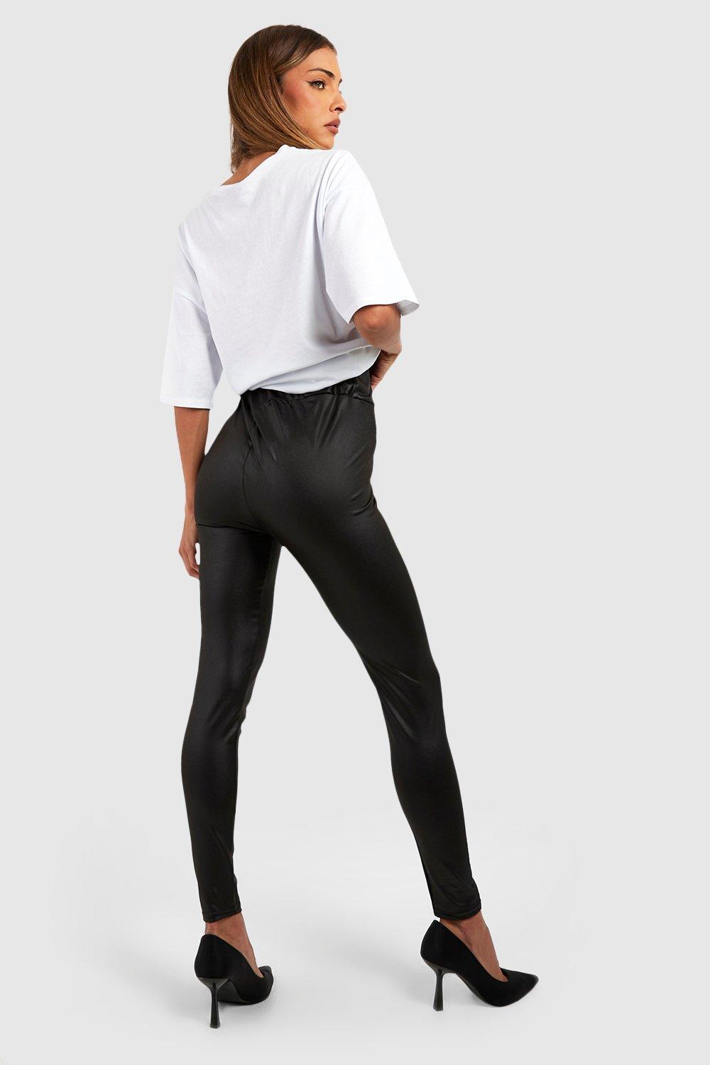 Contour Seam Faux Leather Leggings