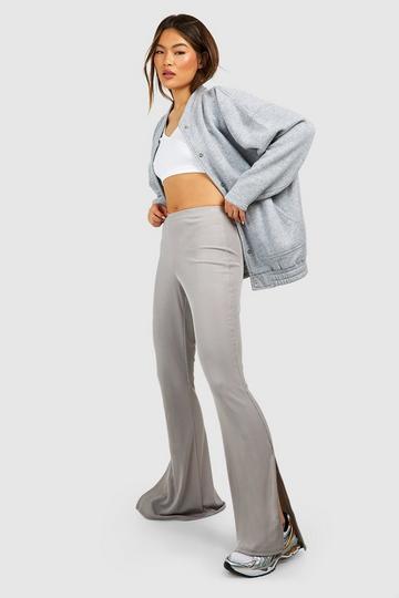 Grey Ribbed Split Leggings