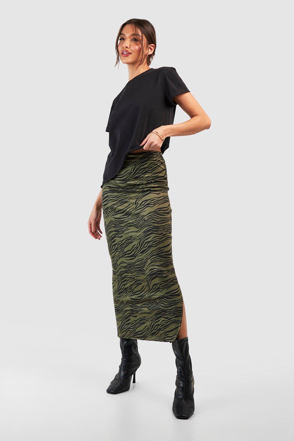 Zebra print green clearance skirt