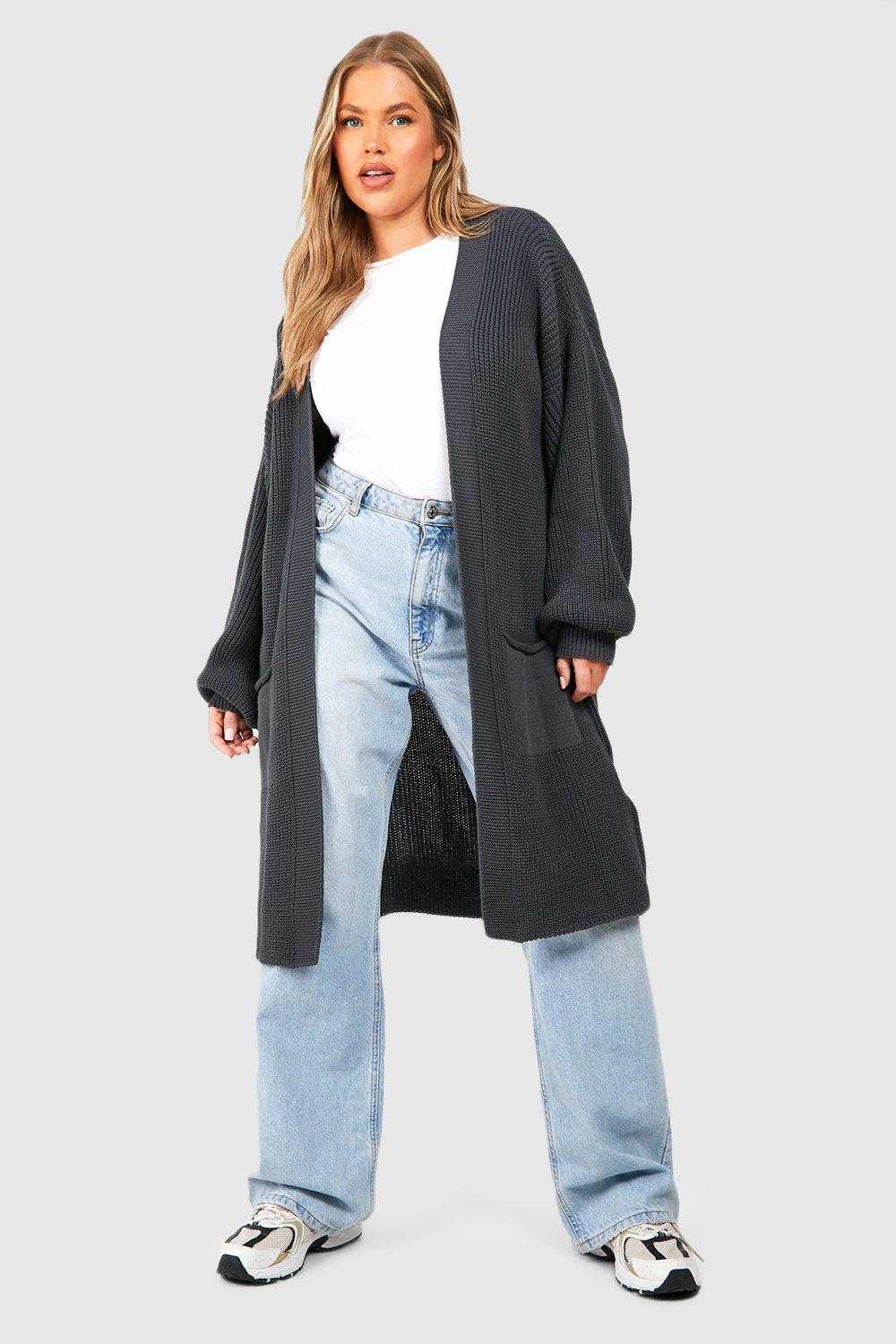 Plus Balloon Sleeve Maxi Cardigan boohoo