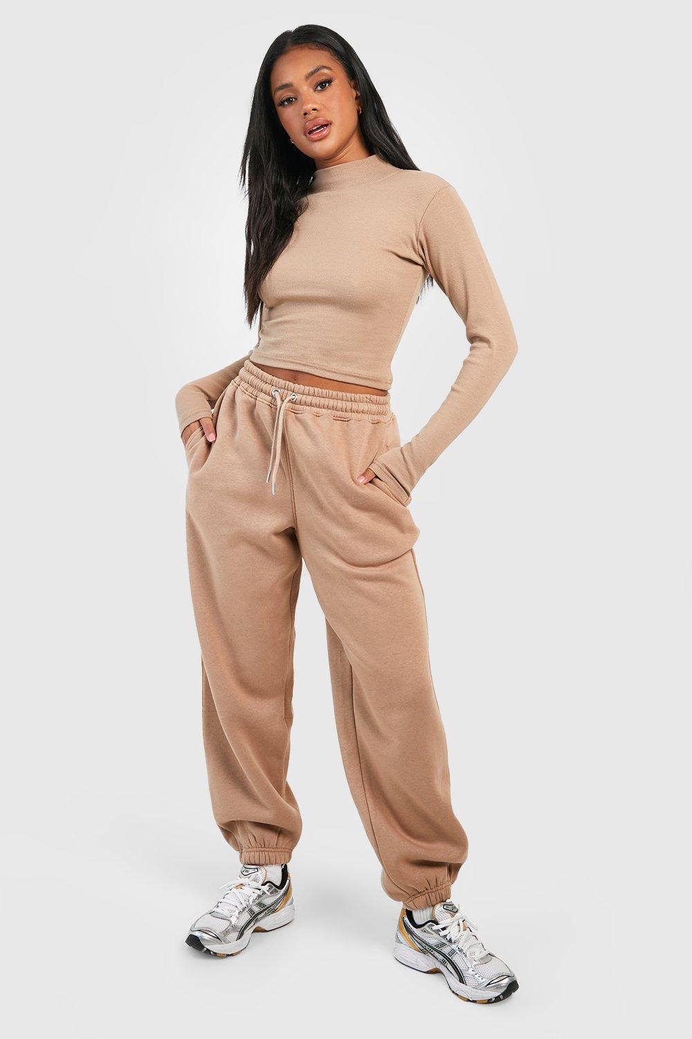 Ribbed Funnel Neck Top And Track Pants Set boohoo AU