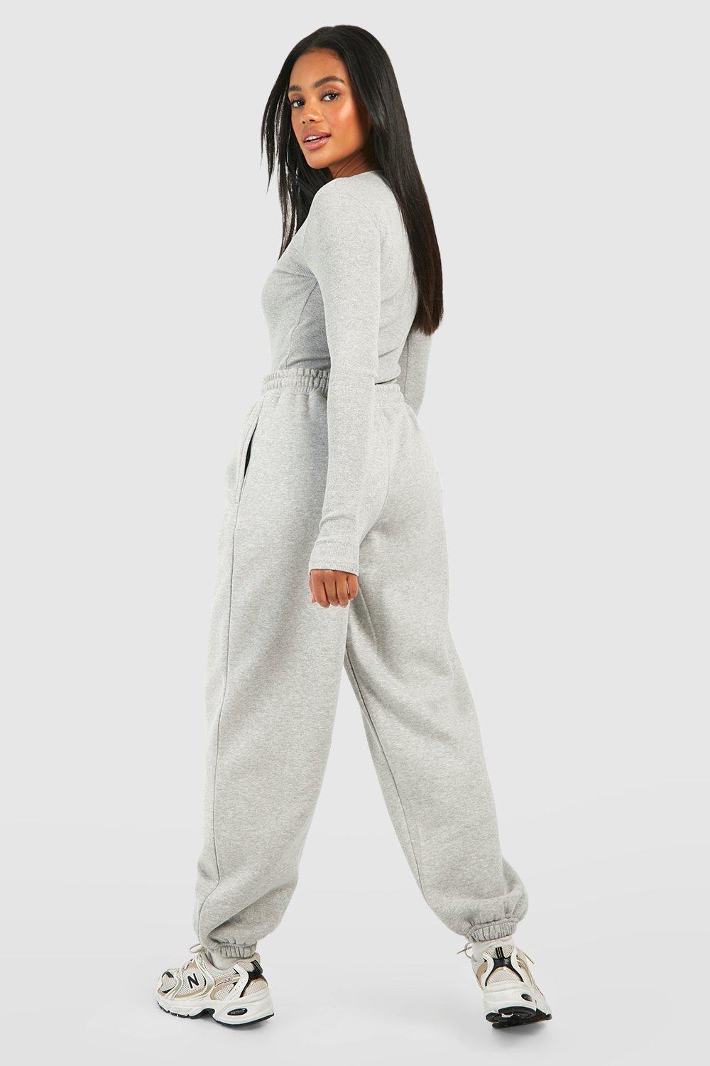 Ribbed Zip Bodysuit And Jogger Set