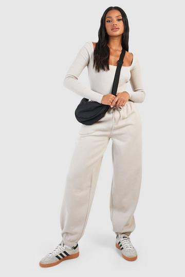 Ribbed Square Neck Bodysuit And Jogger Set stone