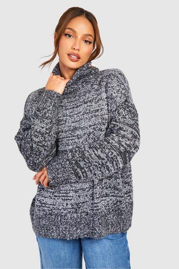 Grey Tall Turtleneck Twist Sweater