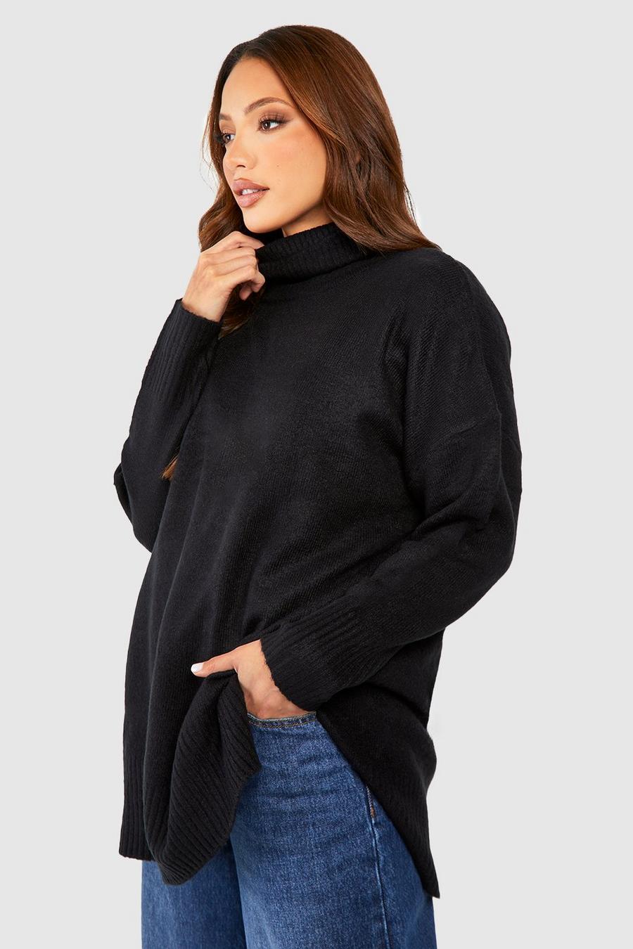Black Tall Turtleneck Oversized Sweater