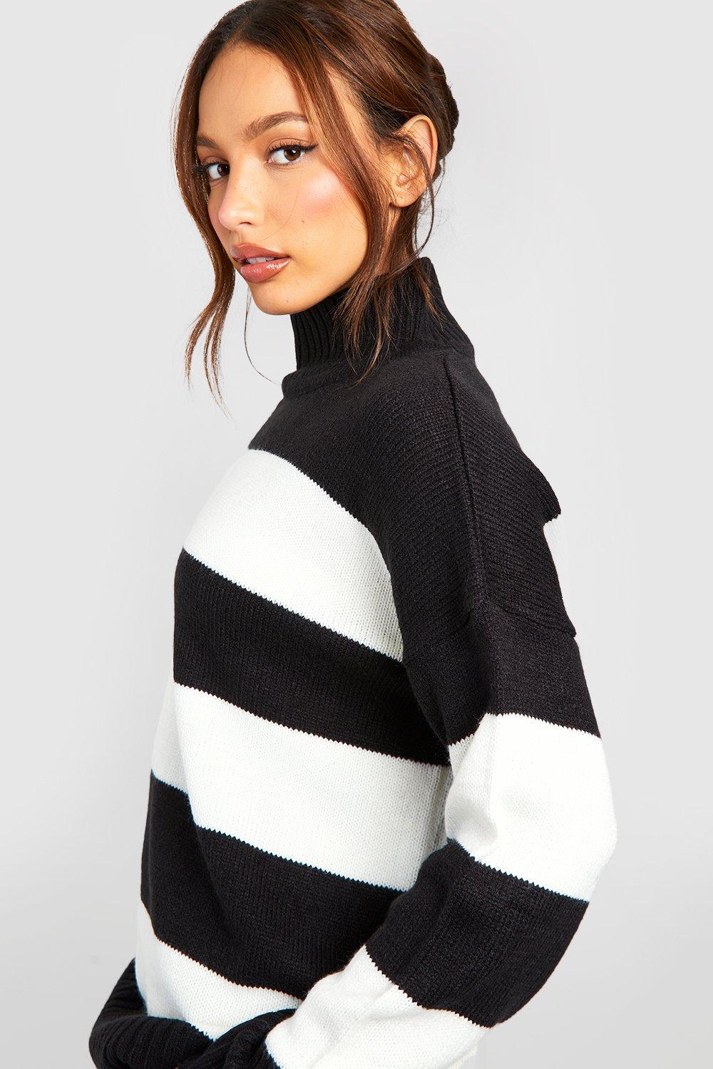 Tall Roll Neck Stripe Jumper boohoo