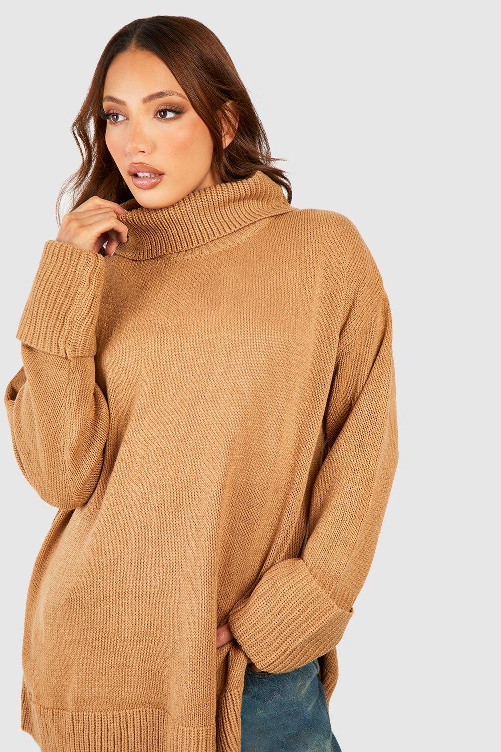 Women s Tall Roll Neck Knitted Jumper Boohoo UK