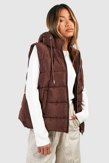 Chocolate Brown Hooded Gilet