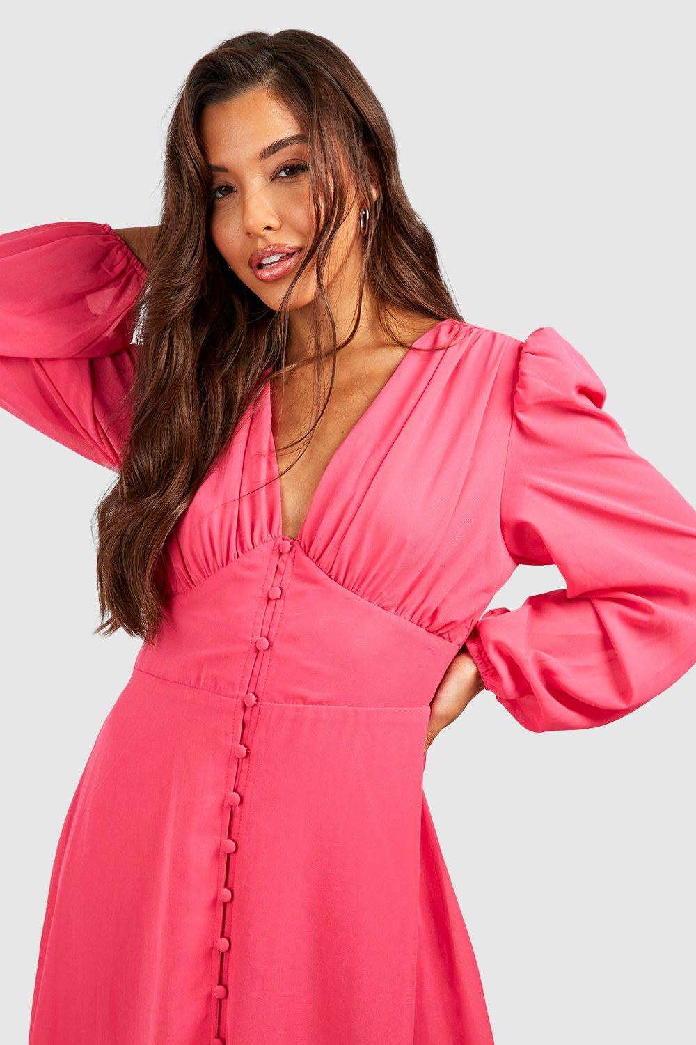 Boohoo button through outlet midi dress