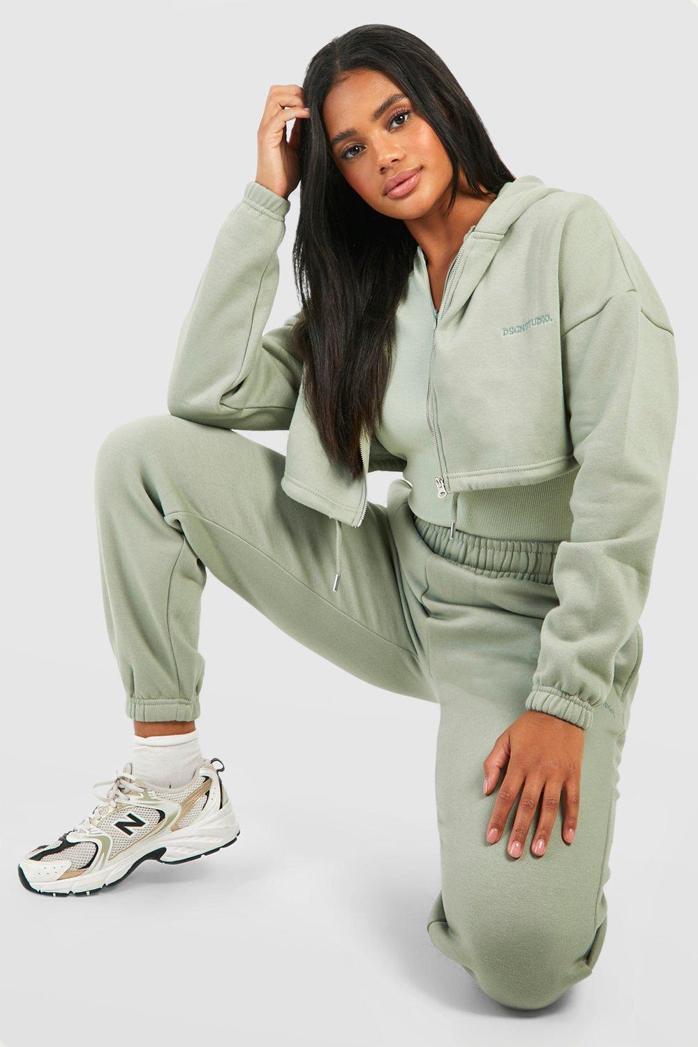 Set: Cropped Drawstring Hoodie + Sweatpants