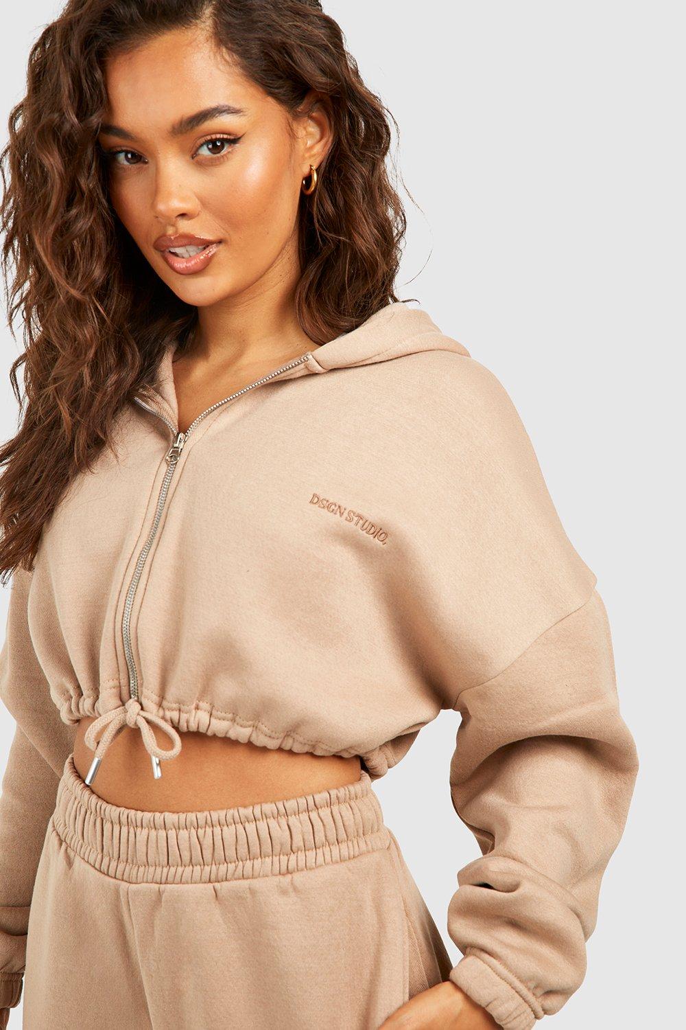 Women's 2 Piece Outfit Tracksuits Shorts Drawstring Hooded Crop