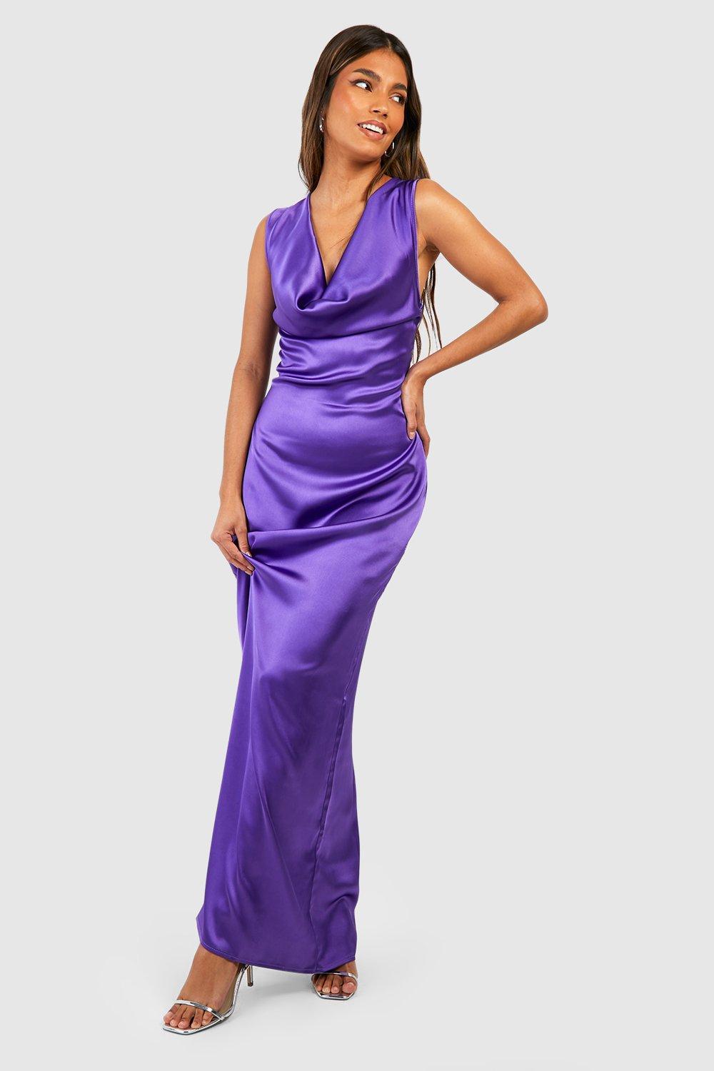 Satin Cowl Neck Maxi Dress boohoo CA