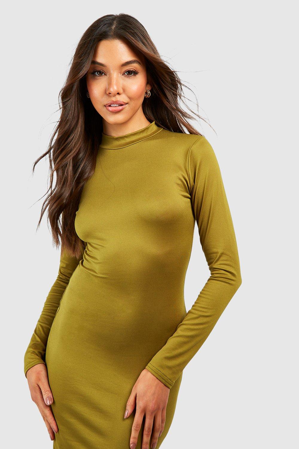 Khaki hotsell dress boohoo