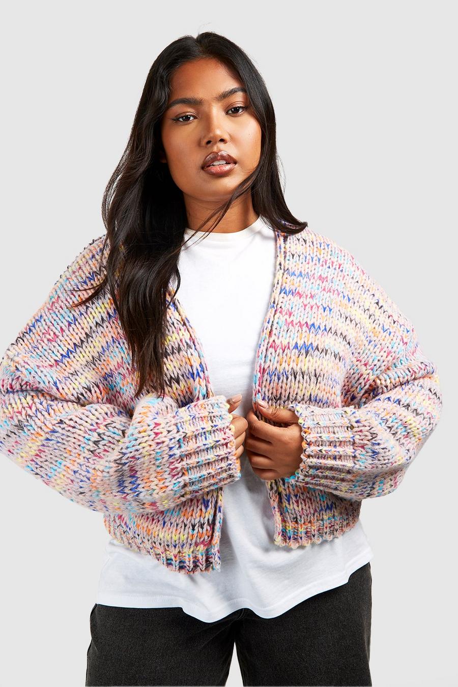 Plus Premium Multicoloured Chunky Knit Cardigan