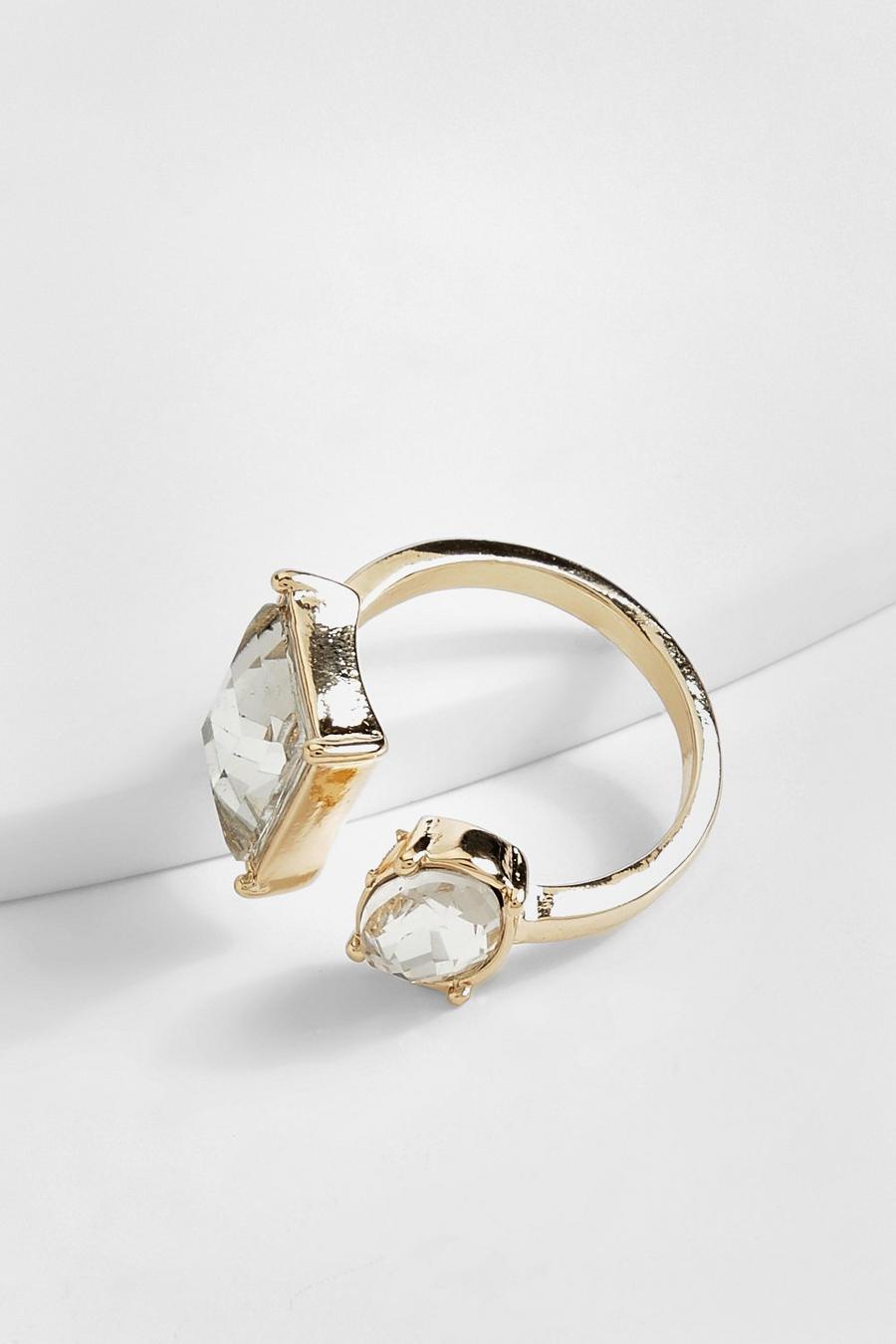 Gold metallic Diamante Statement Ring