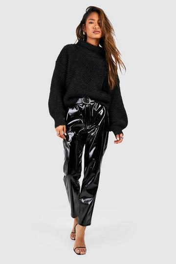 Black Premium Vinyl Tapered Cigarette Pants