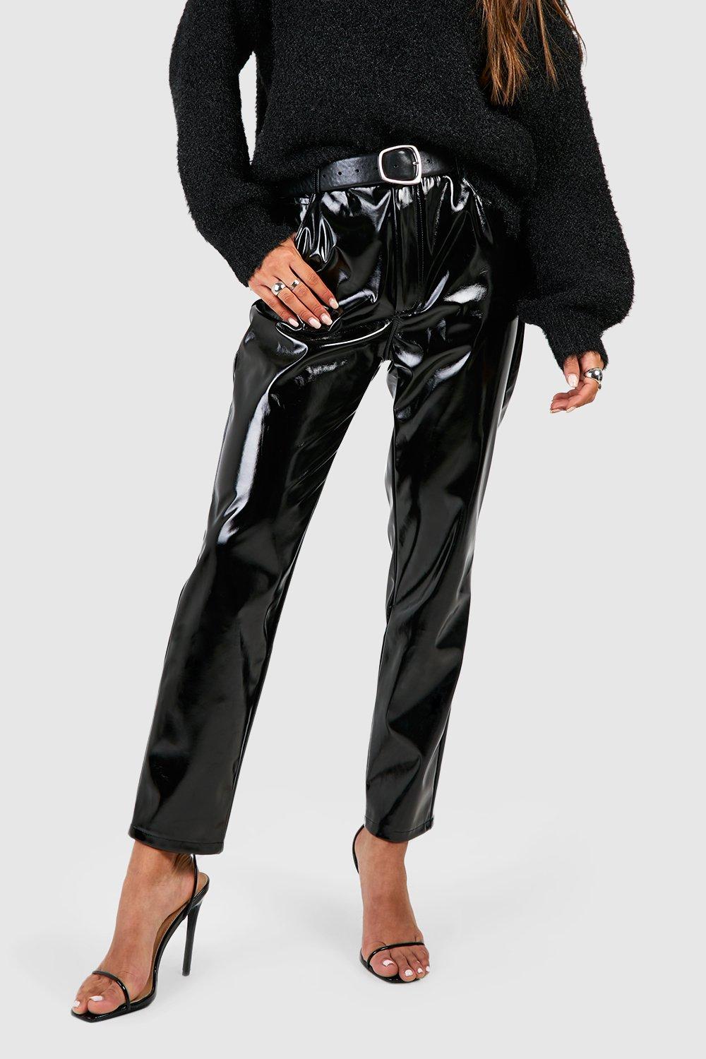 Black leather best sale cigarette trousers