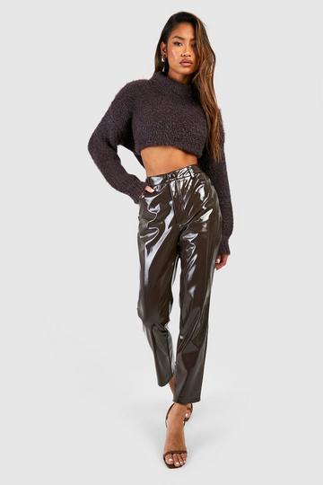 Premium Vinyl Tapered Cigarette Pants chocolate