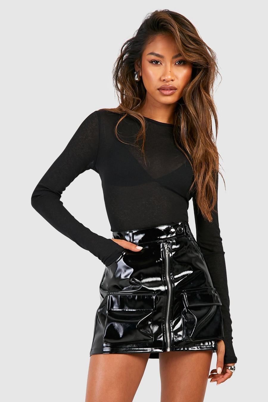 Minifalda motera Premium de vinilo, Black image number 1