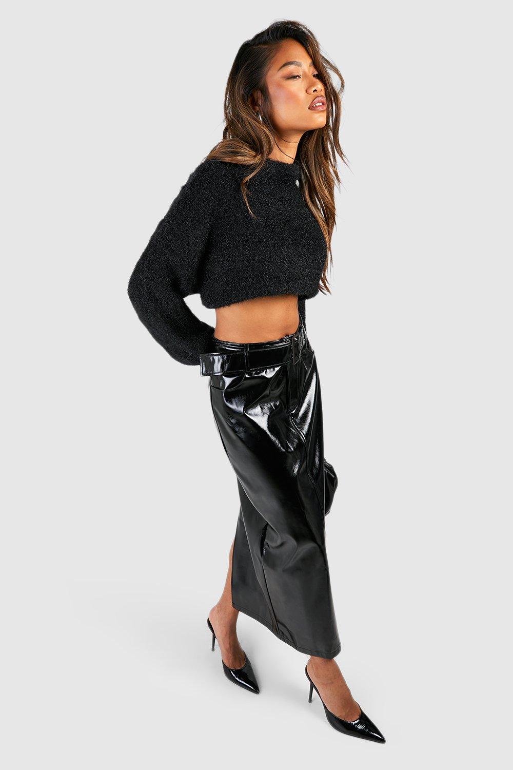 Vinyl sale skirt missguided