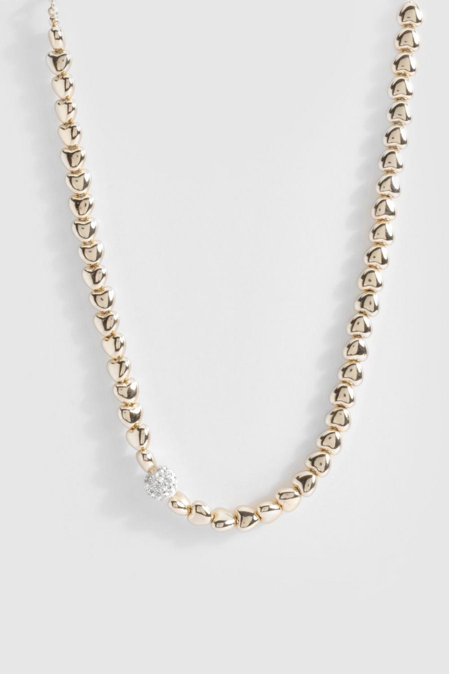 Gold metallic Diamante Detail Necklace 